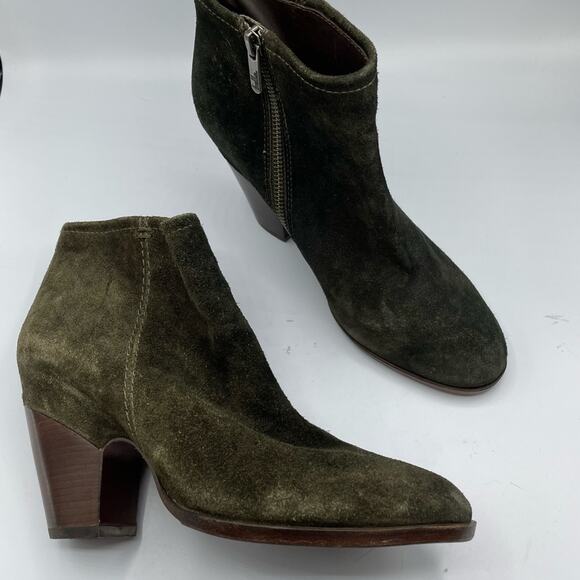 Belle Sigerson Morrison Green Suede Leather Ankle Boots Womens 8 Fall Booties - Picture 1 of 10